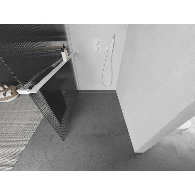 Mexen Kioto+ L душ преграда с рафт Walk-in 90 x 200 cm, ивици, бяла - 800-090-123-20-09