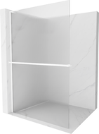 Mexen Kioto+ L стена за душ с рафт Walk-in 100 x 200 см, прозрачна, бяла - 800-100-123-20-09