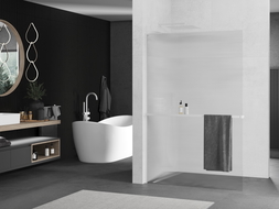 Mexen Kioto+ L душа стена с рафт Walk-in 120 x 200 см, прозрачна, бяла - 800-120-123-20-09