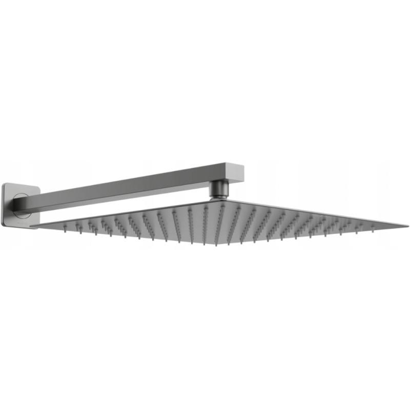Mexen Slim дъждовна глава 30 x 30 см с рамо за душ, изчеткана в цвят gun gray