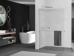 Mexen Kioto+ L плъзгаща стена за душ с рафт Walk-in 110 x 200 см, прозрачно, хром - 800-110-123-01-09