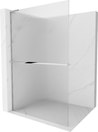 Mexen Kioto+ L душова стена с рафт Walk-in 120 x 200 см, матирано стъкло, хром - 800-120-123-01-09