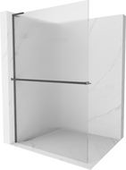 Mexen Kioto+ L стена за душ с рафт Walk-in 70 x 200 см, матово стъкло, структуриран графит - 800-070-123-66-09