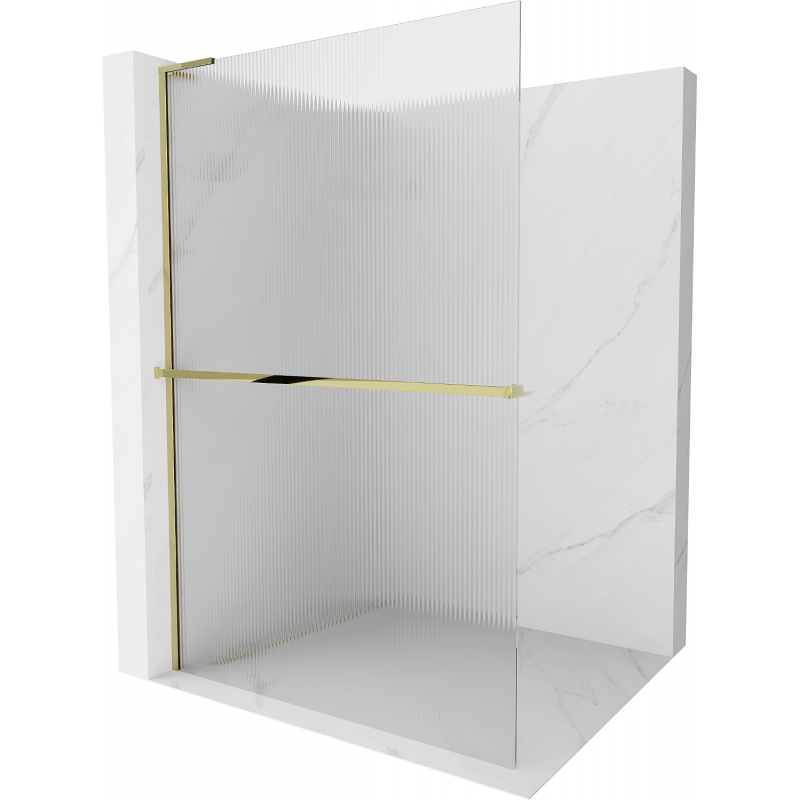 Mexen Kioto+ L стена за душ  с рафт Walk-in 70 x 200 см, прозрачен, златист - 800-070-123-50-09