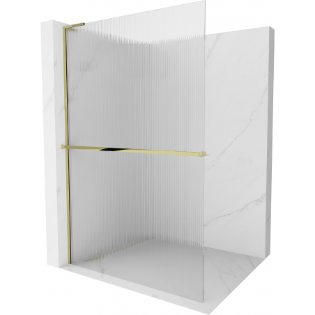 Mexen Kioto+ L стена за душ с рафт Walk-in 100 x 200 см, прозрачна, златна - 800-100-123-50-09