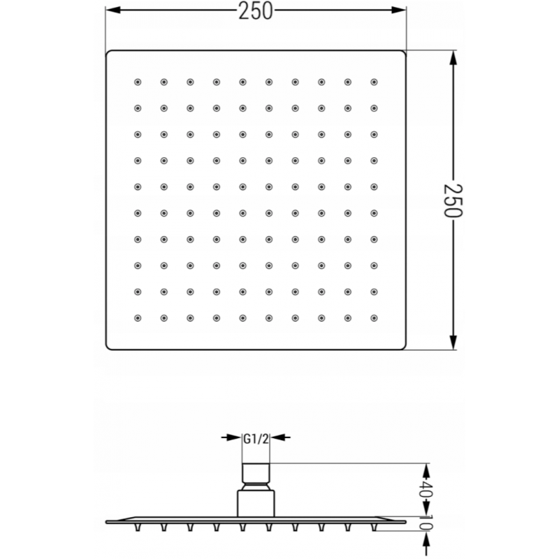 Mexen Slim дъждовалежна глава 25 x 25 см с душово рамо, графит - 79125112-66