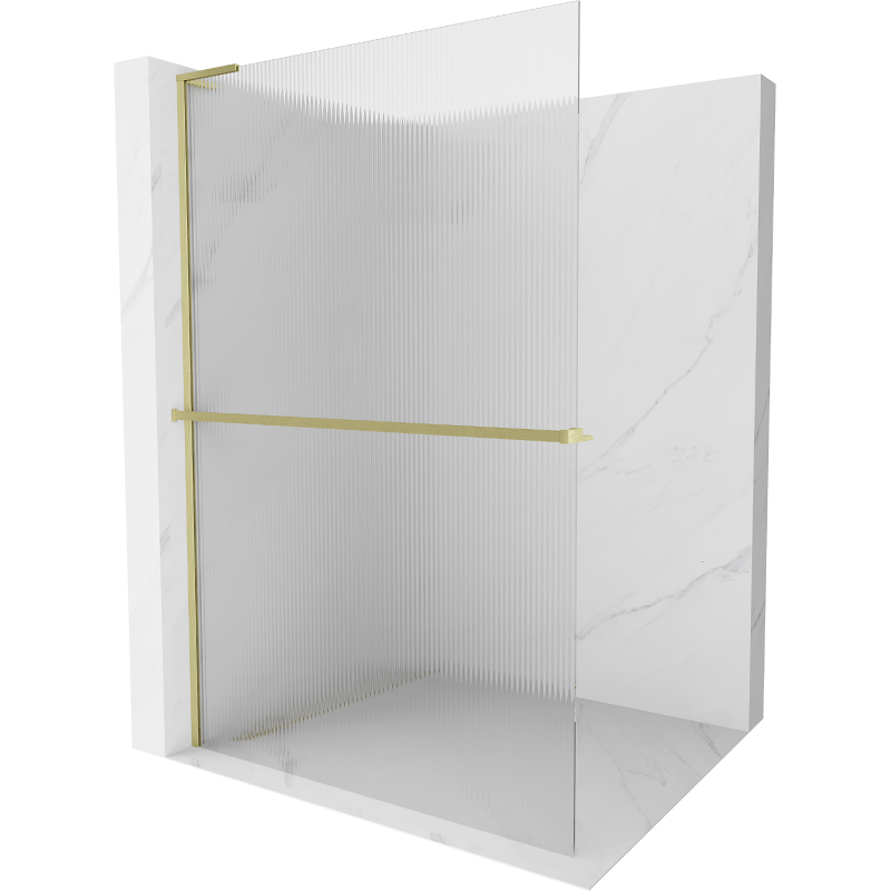 Mexen Kioto+ L дял за душ с рафт Walk-in 70 x 200 см, рифелован, златно матирано - 800-070-123-55-09
