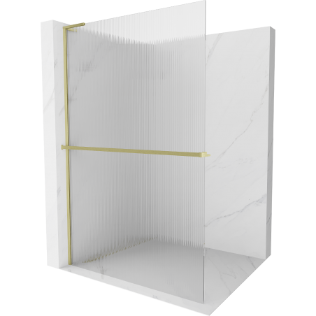 Mexen Kioto+ L стената за душ с рафт Walk-in 120 x 200 см, прозрачна, златна четка - 800-120-123-55-09