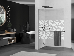 Mexen Kioto+ L стена за душ с рафт Walk-in 70 x 200 см, бял модел, gun metal - 800-070-123-95-85