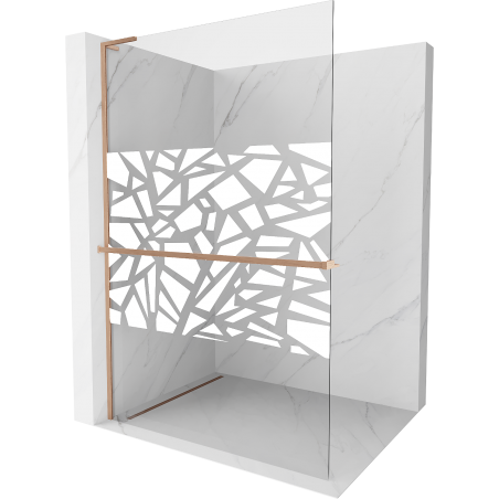 Mexen Kioto+ L стена за душ с рафт Walk-in 120 x 200 см, бял модел, четкан месинг - 800-120-123-65-85