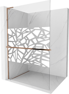 Mexen Kioto+ L душова стена с рафт Walk-in 70 x 200 см, бяла шарка, розово злато - 800-070-123-60-85