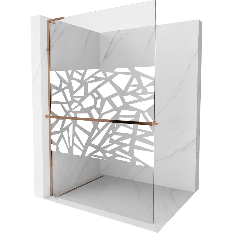 Mexen Kioto+ L душ кабина с полка Walk-in 90 x 200 см, бял модел, розово злато - 800-090-123-60-85