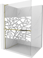 Mexen Kioto+ L стена за душ с рафт Walk-in 100 x 200 см, бял модел, златен - 800-100-123-50-85
