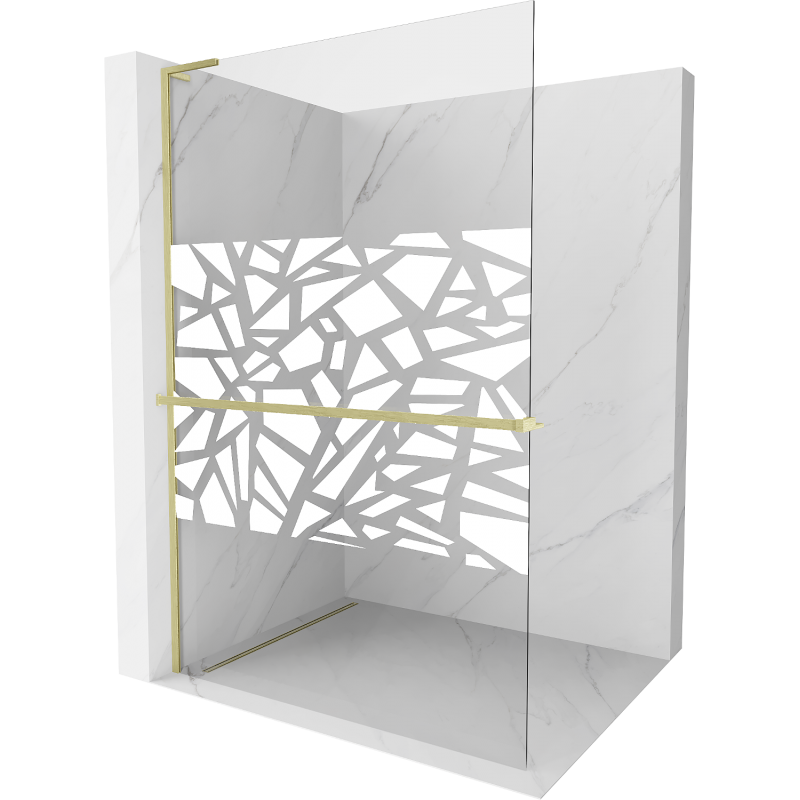 Mexen Kioto+ L душ-преграда с рафт Walk-in 70 x 200 cm, бял модел, златно матово - 800-070-123-55-85