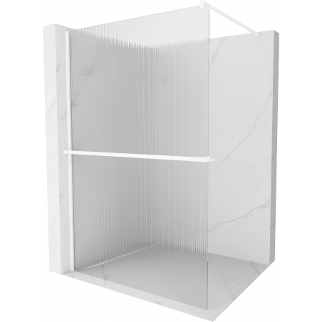 Mexen Kioto+ стена за душ с рафт Walk-in 100 x 200 см, матова, бяла - 800-100-121-20-09