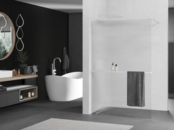 Mexen Kioto+ преграда за душ с плоскост за Walk-in 140 x 200 см, прозрачен, бял - 800-140-121-20-09
