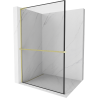 Mexen Kioto+ L стена за душ с рафт Walk-in 90 x 200 см, черен модел, златна четка - 800-090-123-55-70