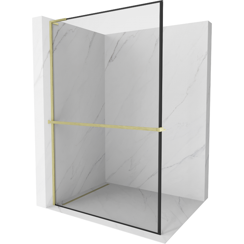 Mexen Kioto+ L стенна преграда за душ с рафт Walk-in 70 x 200 cm, черна рамка,