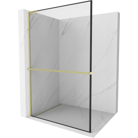 Mexen Kioto+ L стенна преграда за душ с рафт Walk-in 70 x 200 cm, черна рамка,