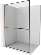 Mexen Kioto+ L стената за душ с рафт Walk-in 50 x 200 см, черен модел, розово злато - 800-050-123-60-70