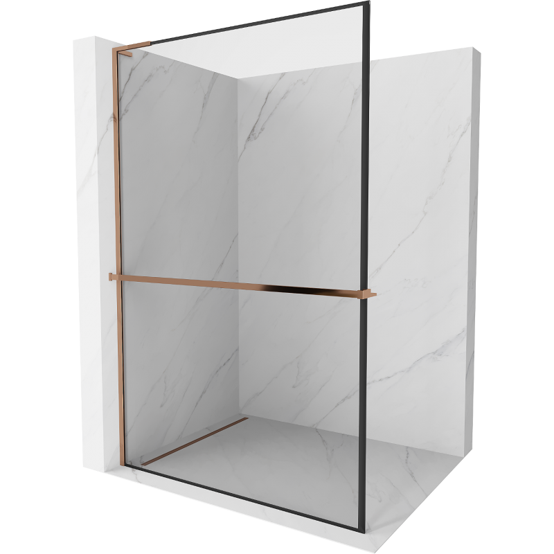Mexen Kioto+ L душ кабина с рафт Walk-in 60 x 200 см, черен модел, розово злато - 800-060-123-60-70