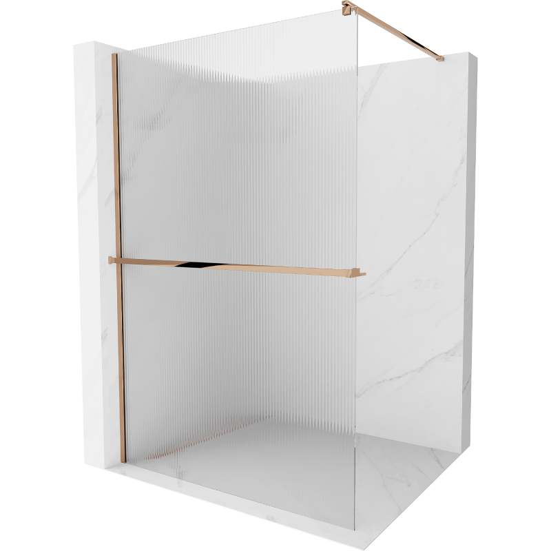 Mexen Kioto+ душ преграда с рафт Walk-in 70 x 200 cm, ивици, розово злато - 800-070-121-60-09