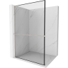 Mexen Kioto+ L душова стена с рафт Walk-in 120 x 200 см, черен модел, четкан никел - 800-120-123-97-70