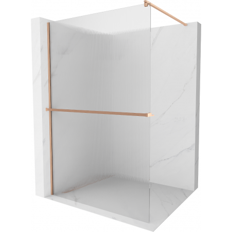 Mexen Kioto+ стена за душ с рафт Walk-in 120 x 200 см, матово, четкан мед - 800-120-121-65-09