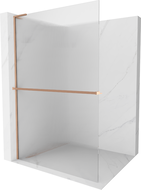 Mexen Kioto+ L душовата стена с рафт Walk-in 120 x 200 см, матово стъкло, полирана мед - 800-120-123-65-09