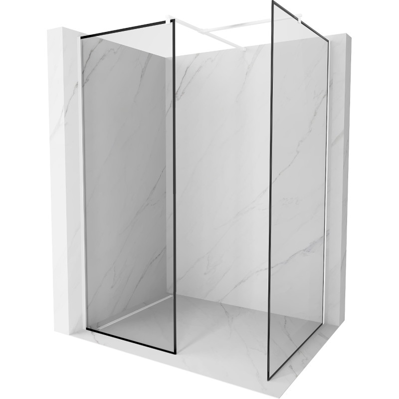 Mexen Kioto душ-преграда Walk-in 140 x 120 см, черна рамка, бяла - 800-140-202-20-70-120