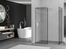 Mexen Kioto стенен душ панел Walk-in 160 x 70 см, черен дизайн, бял - 800-160-202-20-70-070
