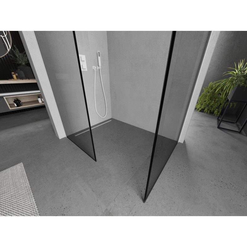 Mexen Kioto душ стена Walk-in 120 x 80 см, черна рамка, бяла - 800-120-202-20-70-080
