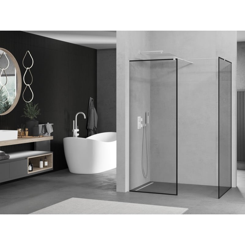 Mexen Kioto душ стена Walk-in 120 x 80 см, черна рамка, бяла - 800-120-202-20-70-080