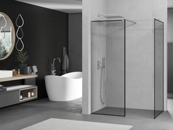 Mexen Kioto стената за душове Walk-in 140 x 80 см, черен модел, хром - 800-140-202-01-70-080