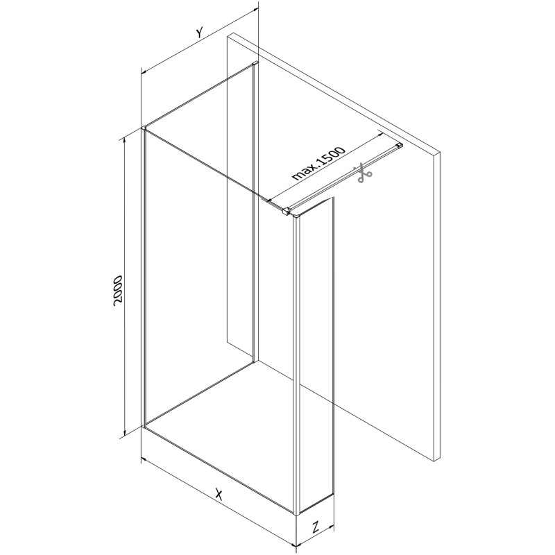 Mexen Kioto душ преграда Walk-in 140 x 90 x 40 см, прозрачен, златен - 800-140-090-221-50-00-040