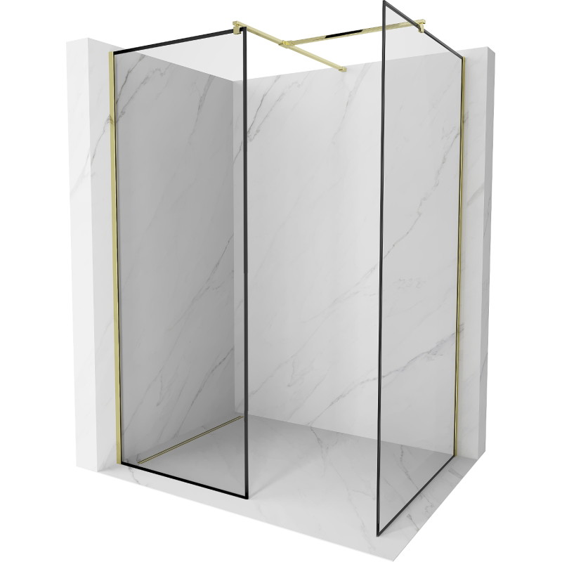 Mexen Kioto душ-панел Walk-in 80 x 80 cm, черна рамка, златна - 800-080-202-50-70-080