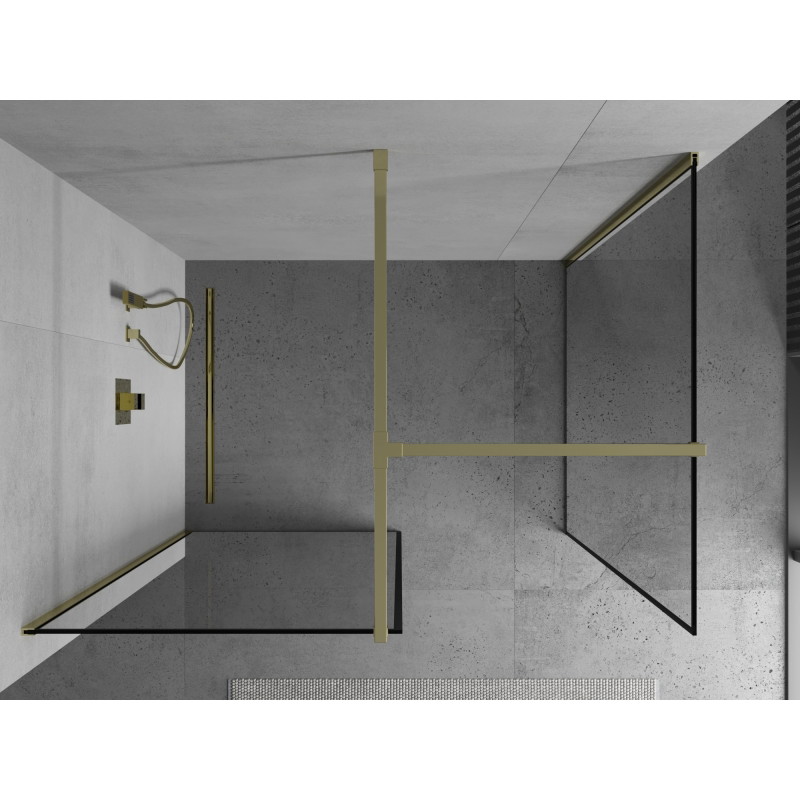 Mexen Kioto душ-панел Walk-in 80 x 80 cm, черна рамка, златна - 800-080-202-50-70-080