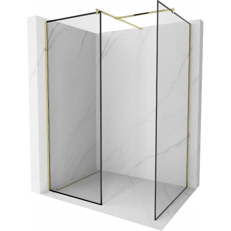 Mexen Kioto стена за душ Walk-in 140 x 80 см, черен модел, златно - 800-140-202-50-70-080