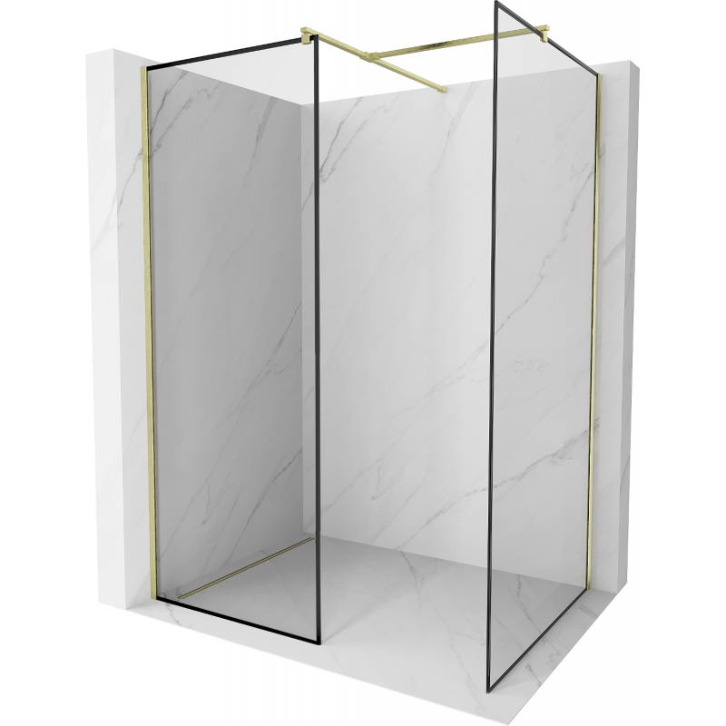 Mexen Kioto душова стена Walk-in 100 x 80 см, черен модел, златен четкан - 800-100-202-55-70-080