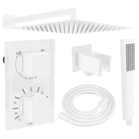 Mexen Cube DR02 инсталационен душ комплект с душ глава 30 см, бял - 77502DR0230-20