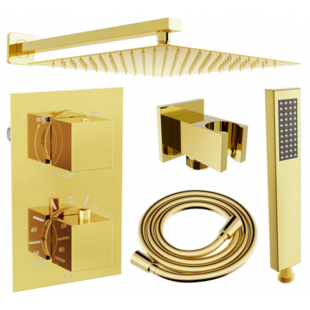 Mexen Cube DR02 вграден комплект за душ с душ глава 30 см, златен - 77502DR0230-50