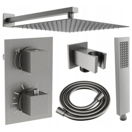 Mexen Cube DR02 вграден душ комплект с душ глава 30 см, четкано сиво - 77502DR0230-66