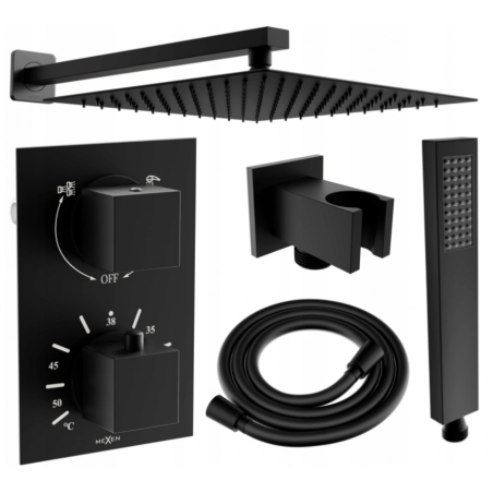 Mexen Cube DR02 вграден душ комплект с дъждовен душ 30 см, черен - 77502DR0230-70