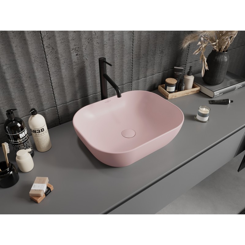 Mexen Rosa Монтирана върху плот мивка 50 x 40 см, розов мат - 21095044