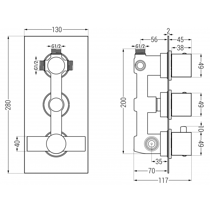 Mexen Cube DR02 скрит комплект за вана и душ с падащ душ 25 см, бял - 77503DR0225-20