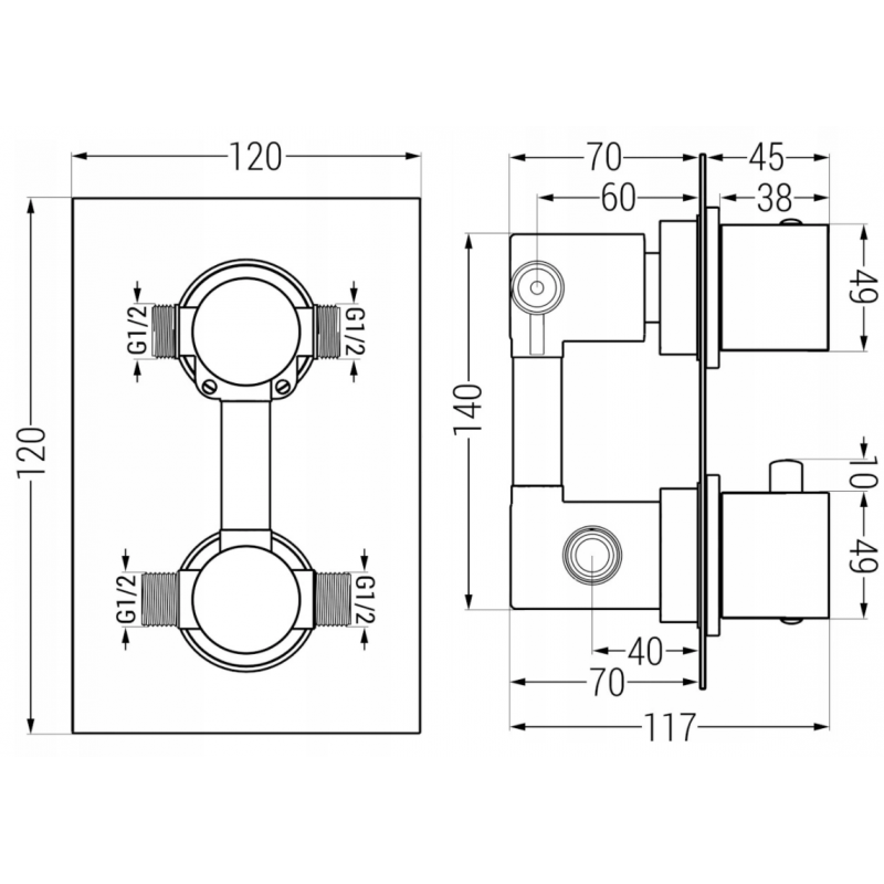 Mexen Cube DR02 подови смесители за душ с душ глава 25 см, черен - 77502DR0225-70