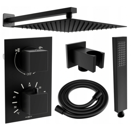 Mexen Cube DR02 комплект вграден душ с дъждовна глава 25 см, черен - 77502DR0225-70
