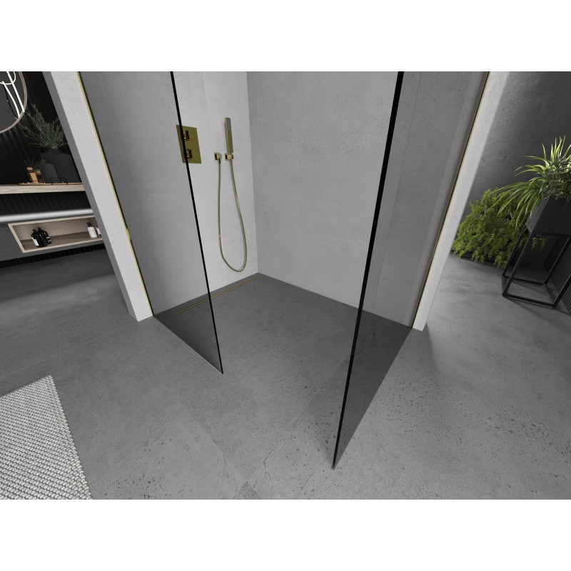 Mexen Kioto душ стена Walk-in 145 x 110 см, прозрачна, златна - 800-145-202-50-00-110