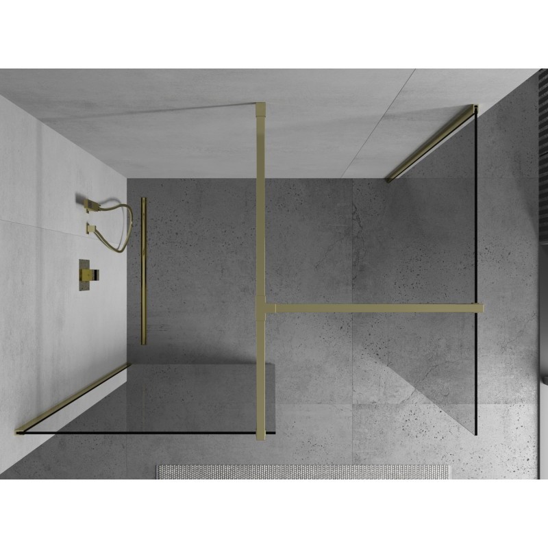 Mexen Kioto душ стена Walk-in 145 x 110 см, прозрачна, златна - 800-145-202-50-00-110