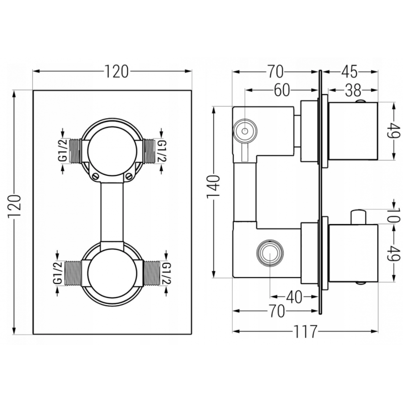Mexen Cube DR02 вграден душ комплект с душ глава 25 см, розово злато - 77502DR0225-60